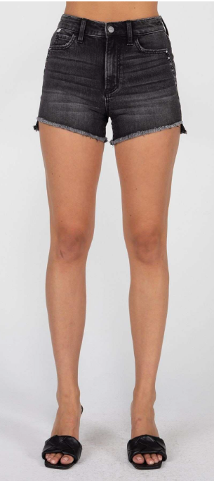 CEROS High Rise Shorts Washed Black