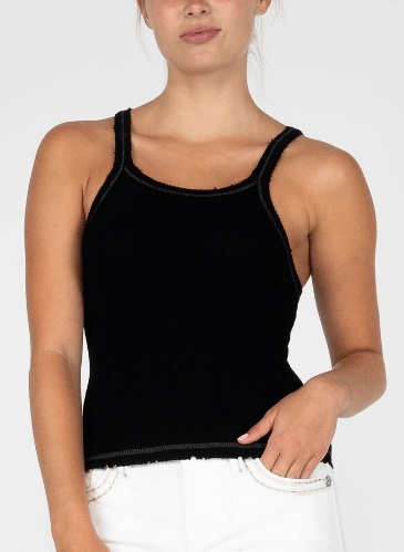 MISS ME Ribbed Cropped Tank Top