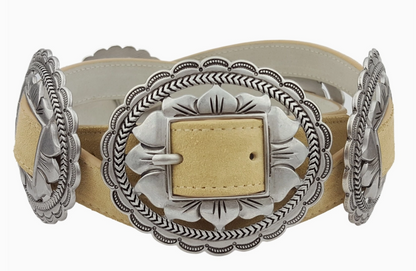 AXESORIA WEST Genuine Suede Concho Belt