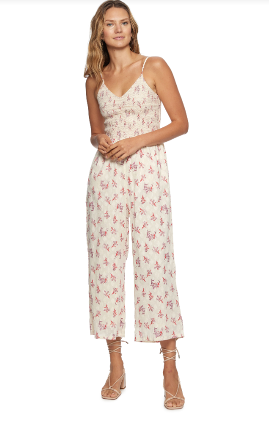 FLAG & ANTHEM Jenny Printed Jacquard Smocked Bodice Jumpsuit