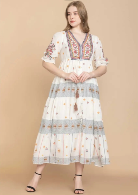 MYRA Bohera Kelani Embroidered Long Dress