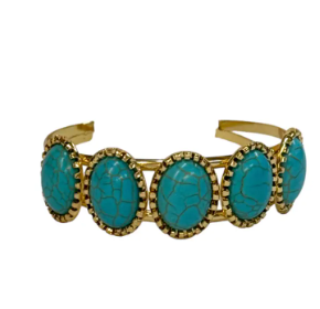 ABCO Turquoise 5 Stone Gold Cuff Bracelet