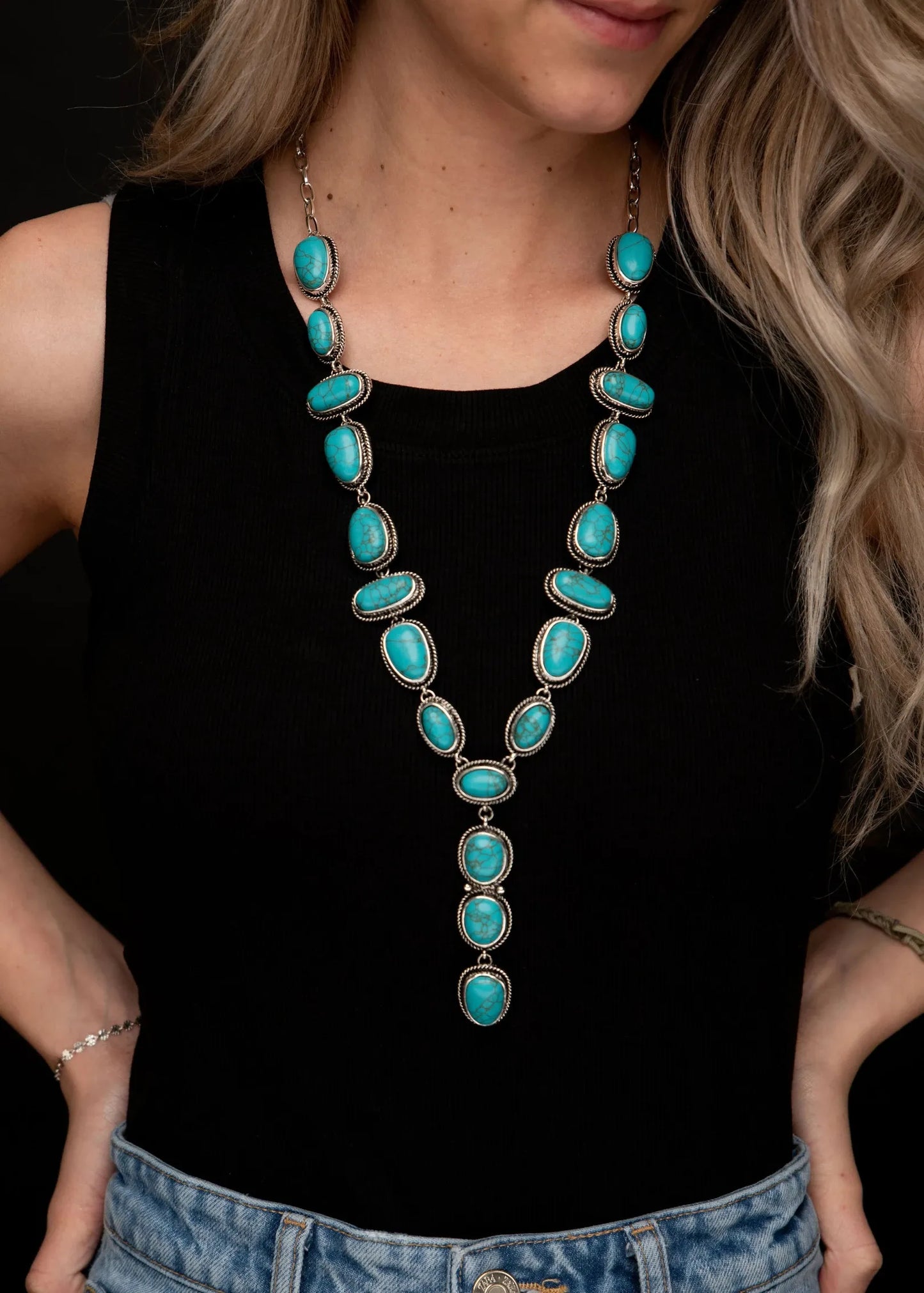 ABCO Turquoise Lariat Style Necklace