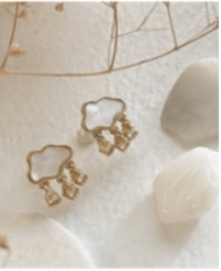 ABCO Mother Of Pearl Cloud Earrings With Rhinestone Drops