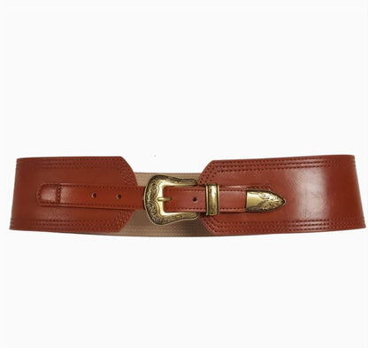 AXESORIA WEST Wide Width Contour Waist Belt with Western Buckle