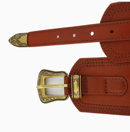 AXESORIA WEST Wide Width Contour Waist Belt with Western Buckle