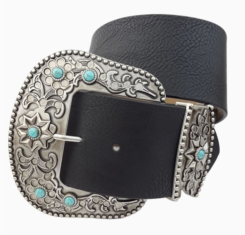 AXESORIA WEST Wide Width Belt with Western Statement Buckle