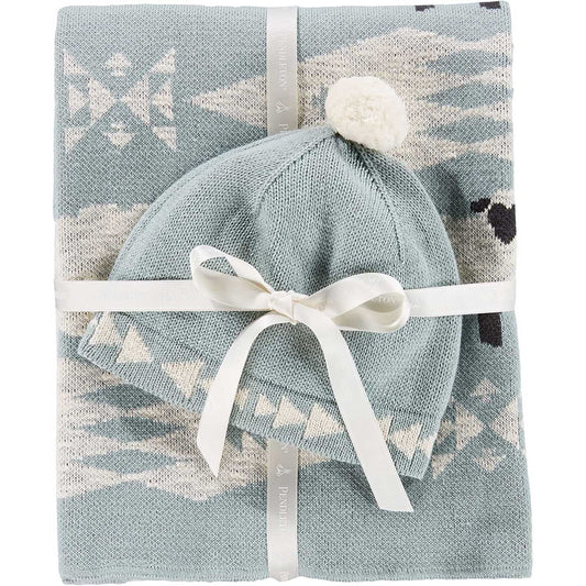 PENDLETON Organic Cotton Knit Baby Blanket with Beanie