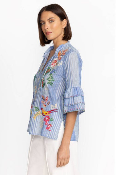 JOHNNY WAS Ruffle Sleeve Blouse