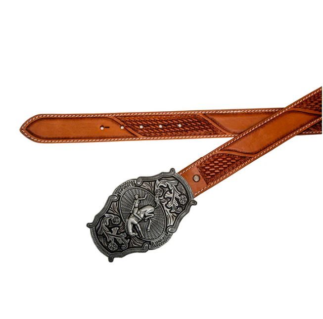 MYRA Coco-Bean Hand-Tooled Leather Belt