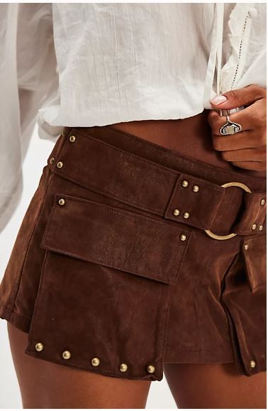 FREE PEOPLE Suede Micro Mini Skort