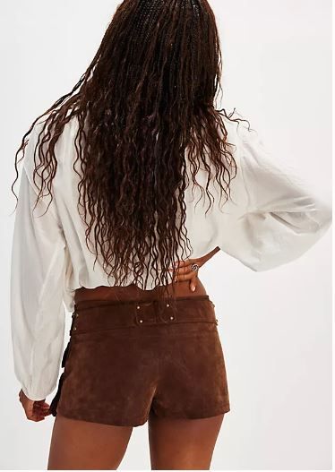 FREE PEOPLE Suede Micro Mini Skort