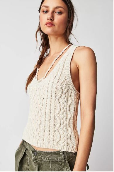 FREE PEOPLE High Tide Cable Tank