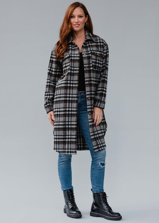 PANACHE Plaid Long Flannel Shirt