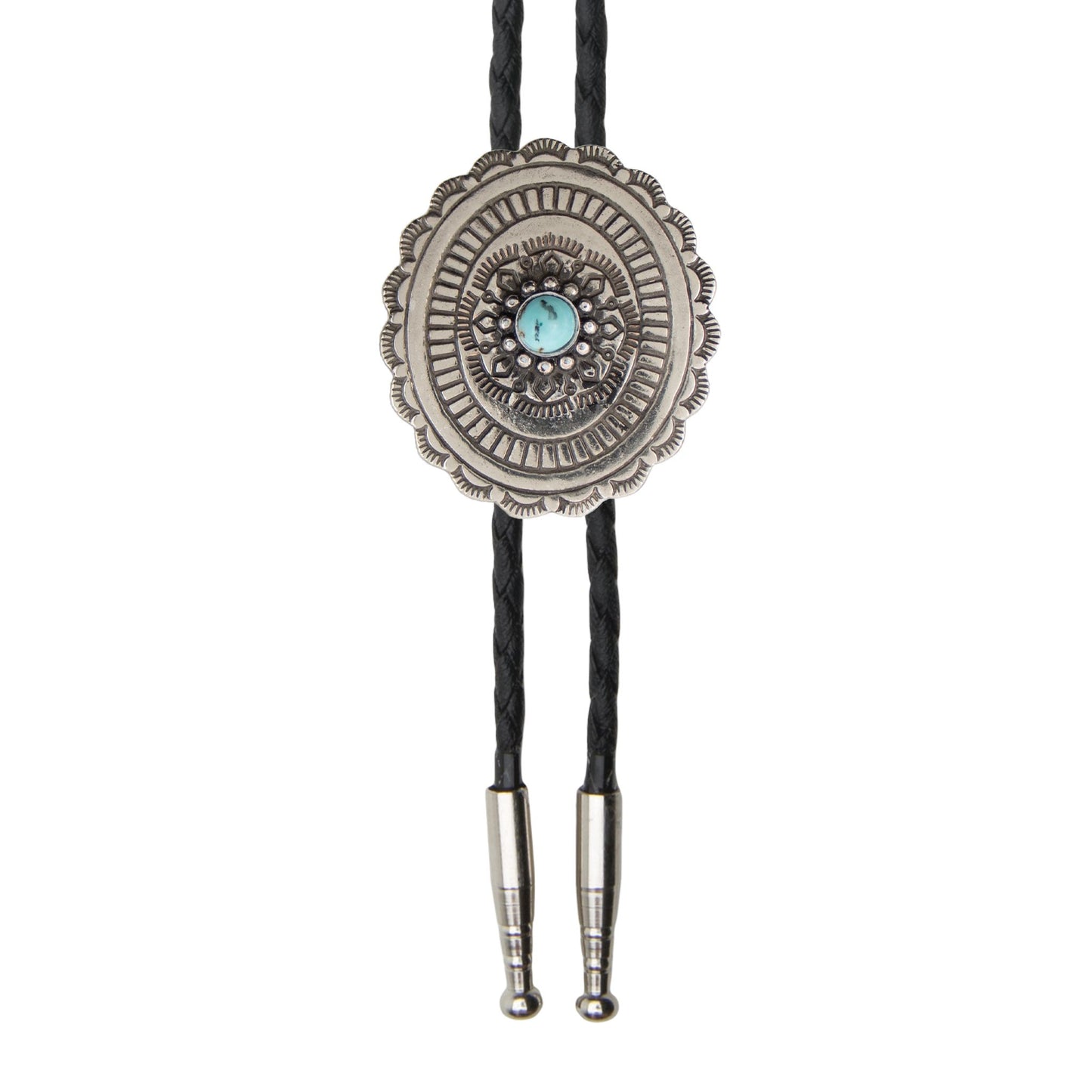 ABCO Concho with Turquoise in Antique Silver Bolo