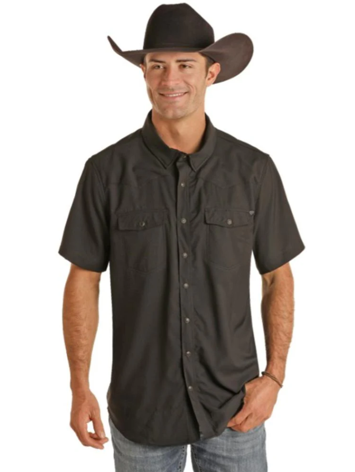 ROCK & ROLL Short Sleeved Solid Ripstop Snap Shirt