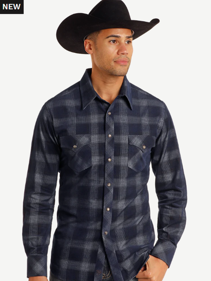 ROCK & ROLL Corduroy Plaid Long Sleeve Snap