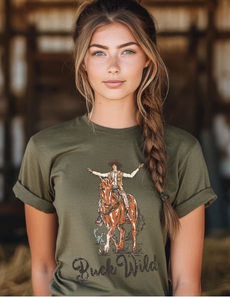 RUNNING WITH COYOTES Buck Wild Western Tee