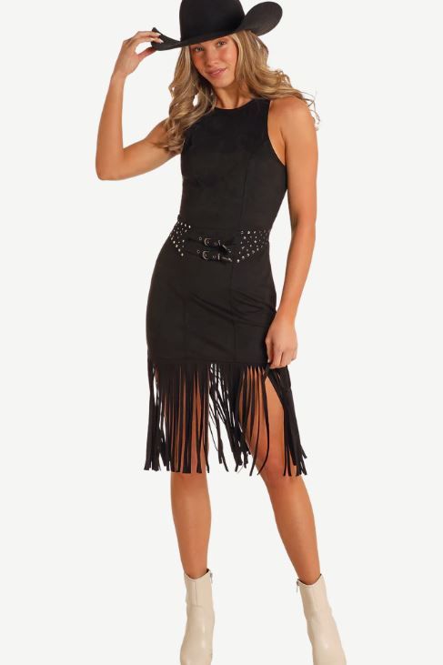 ROCK & ROLL Microsuede Fringe Dress