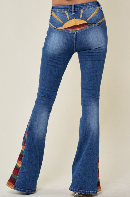 SAINTS & HEARTS Embroidered Flare Jeans