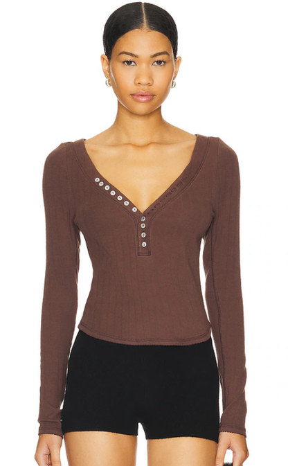 FREE PEOPLE Coffee Chat Long Sleeve