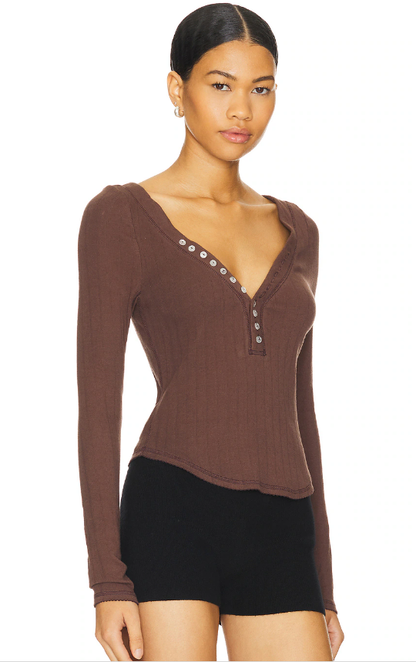 FREE PEOPLE Coffee Chat Long Sleeve