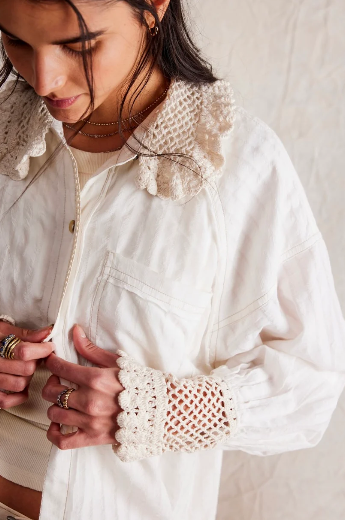 FREE PEOPLE Rhiannon Crochet Shirt