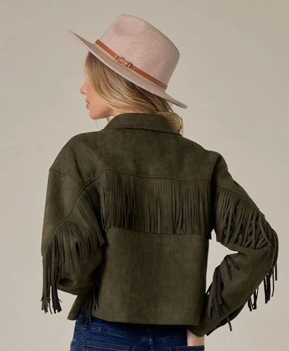 SAINTS & HEARTS Button Down Suede Fringe Jacket