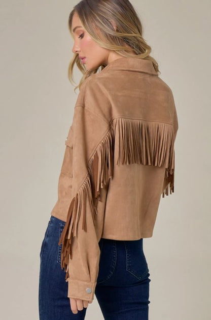 SAINTS & HEARTS Button Down Suede Fringe Jacket