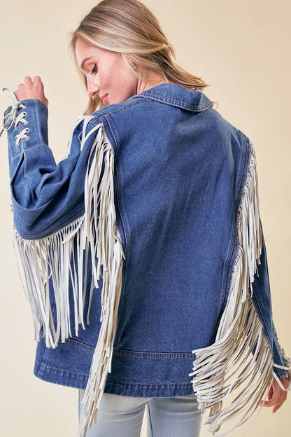 SAINTS & HEARTS Fringed Denim Jacket